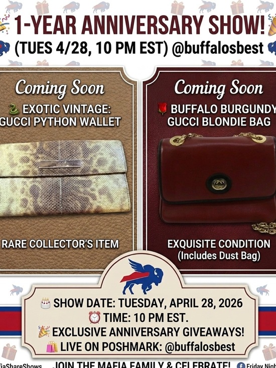 Gucci Handbags - 🎂🎂 TEASER: 1-Year ANNIVERSARY SHOW! (TUES 4/28, 10 PM EST) 🎂🎂